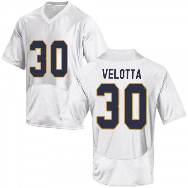 Chris Velotta Notre Dame Fighting Irish NCAA Youth #30 White Replica College Stitched Football Jersey BYR4855FY
